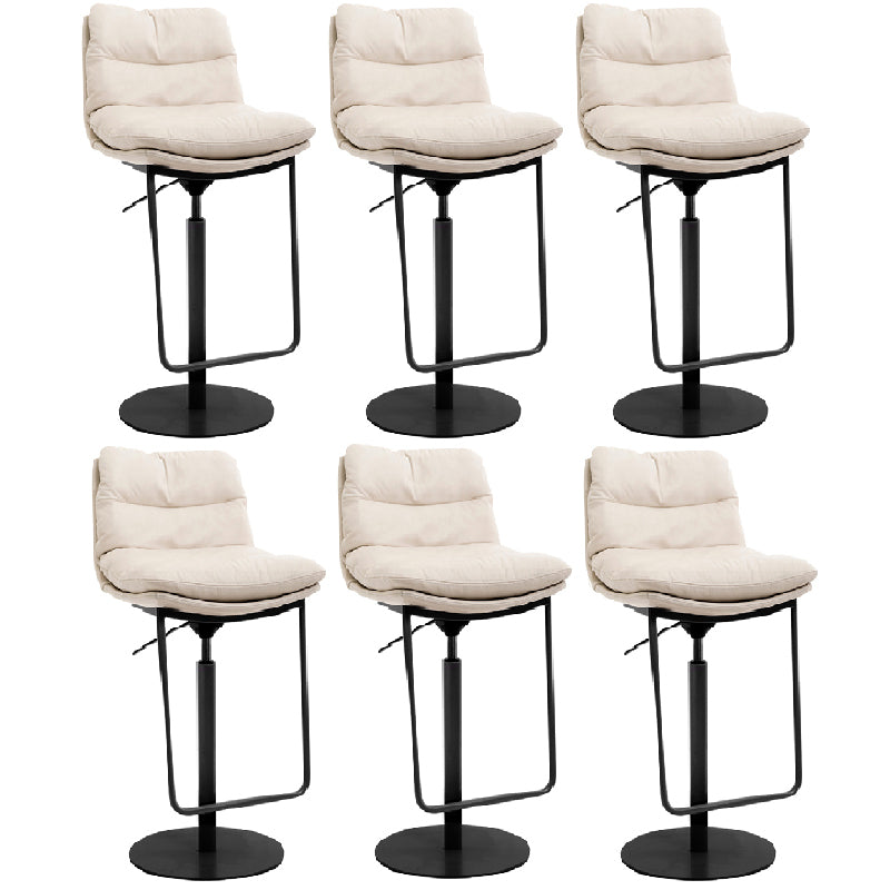 Contemporary Style Armless Barstool Leather Adjustable Height Bar Stool