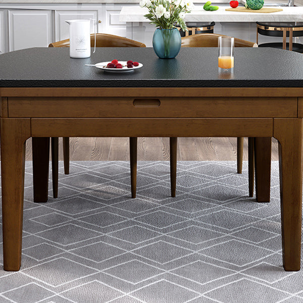 Round Dining Site Table Contemporary Style Stone Furniture with Drop-Leaf