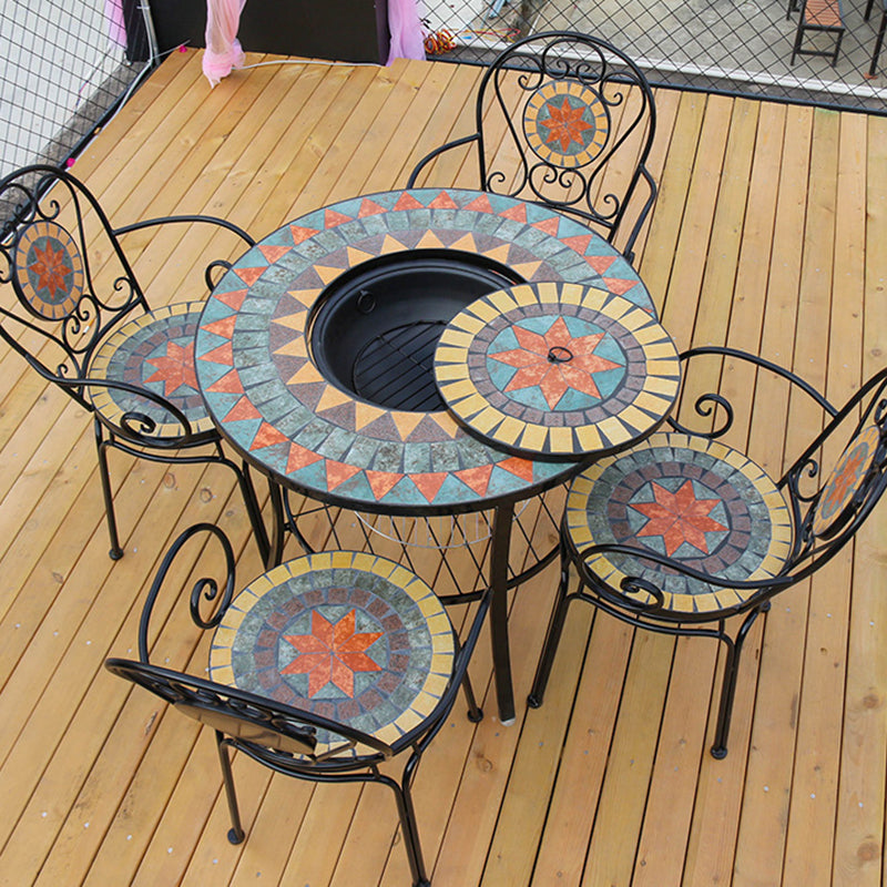 Boho Style Dining Set Round Ceramic Tile 1/3/5 Pieces Dining Set
