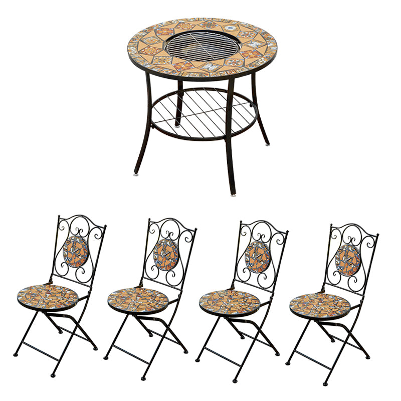 Boho Style Dining Set Round Ceramic Tile 1/3/5 Pieces Dining Set