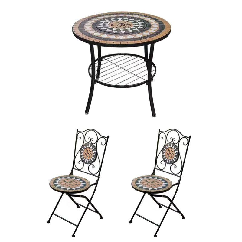 Boho Style Dining Set Round Ceramic Tile 1/3/5 Pieces Dining Set