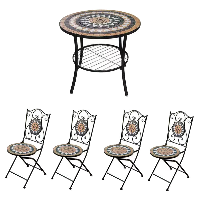 Boho Style Dining Set Round Ceramic Tile 1/3/5 Pieces Dining Set