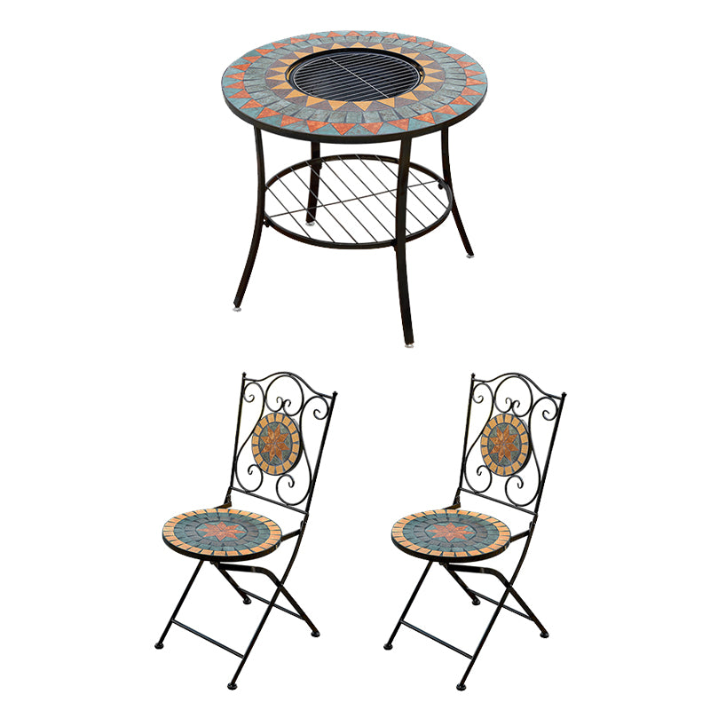 Boho Style Dining Set Round Ceramic Tile 1/3/5 Pieces Dining Set