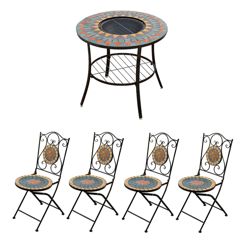 Boho Style Dining Set Round Ceramic Tile 1/3/5 Pieces Dining Set