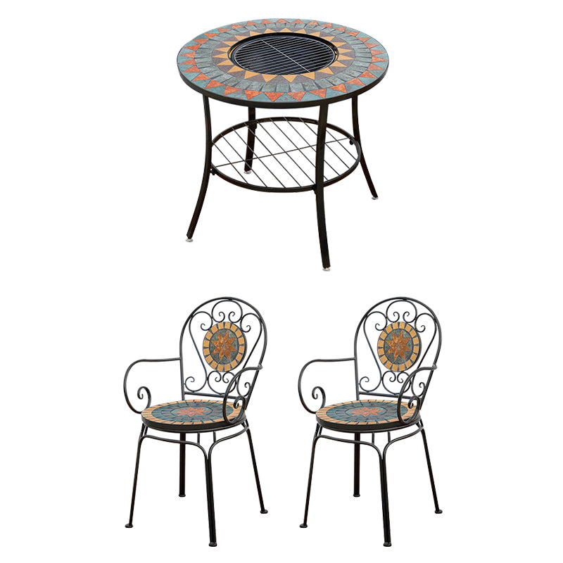 Boho Style Dining Set Round Ceramic Tile 1/3/5 Pieces Dining Set