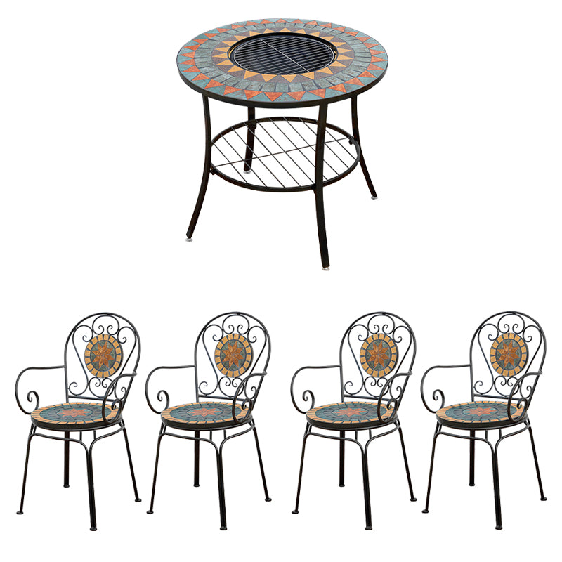 Boho Style Dining Set Round Ceramic Tile 1/3/5 Pieces Dining Set