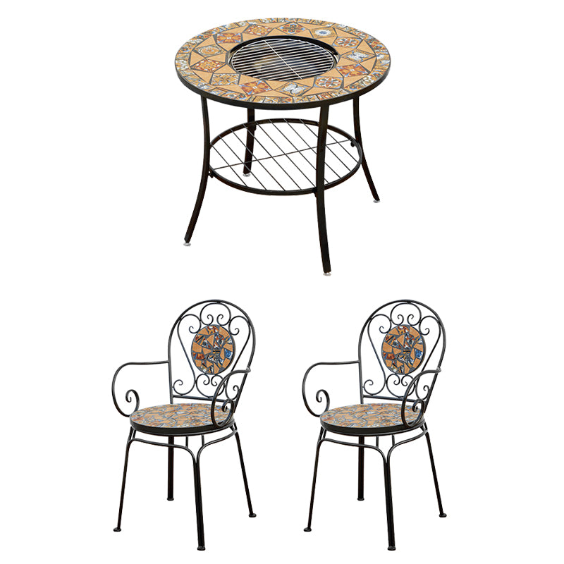 Boho Style Dining Set Round Ceramic Tile 1/3/5 Pieces Dining Set