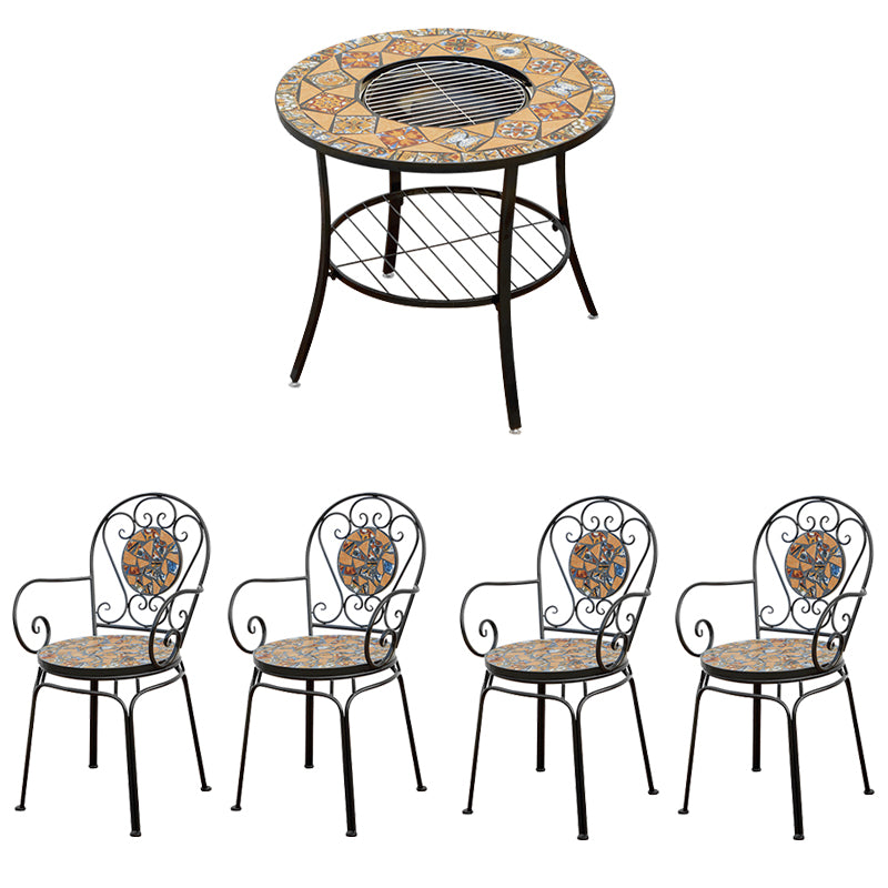 Boho Style Dining Set Round Ceramic Tile 1/3/5 Pieces Dining Set