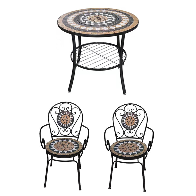 Boho Style Dining Set Round Ceramic Tile 1/3/5 Pieces Dining Set
