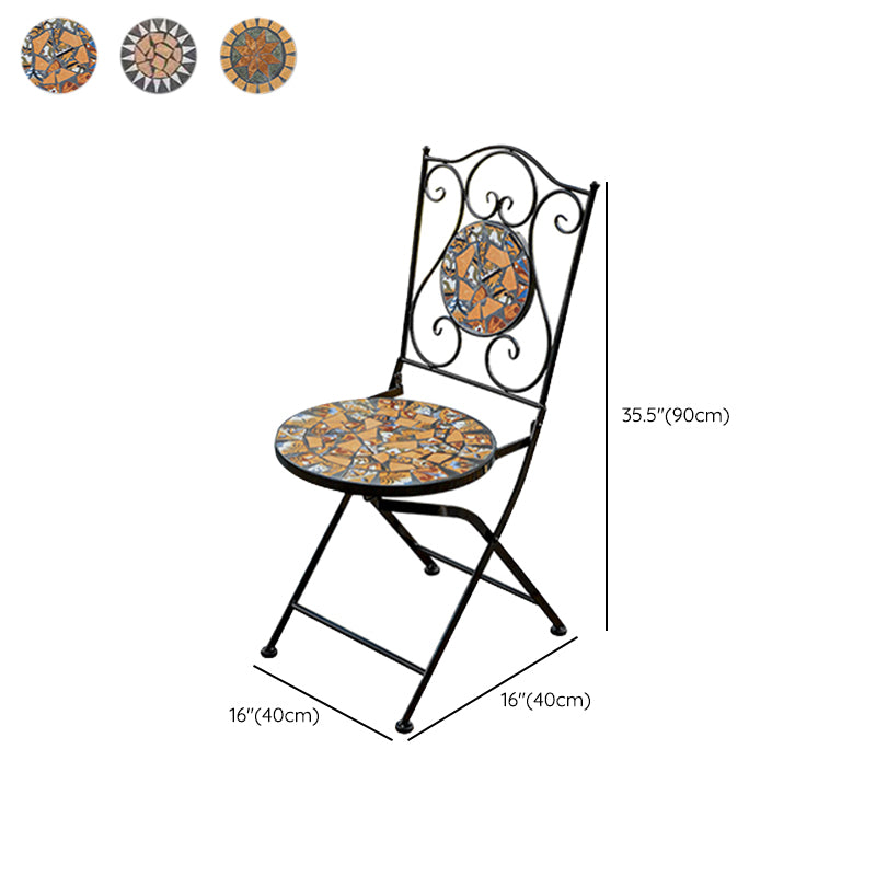 Boho Style Dining Set Round Ceramic Tile 1/3/5 Pieces Dining Set