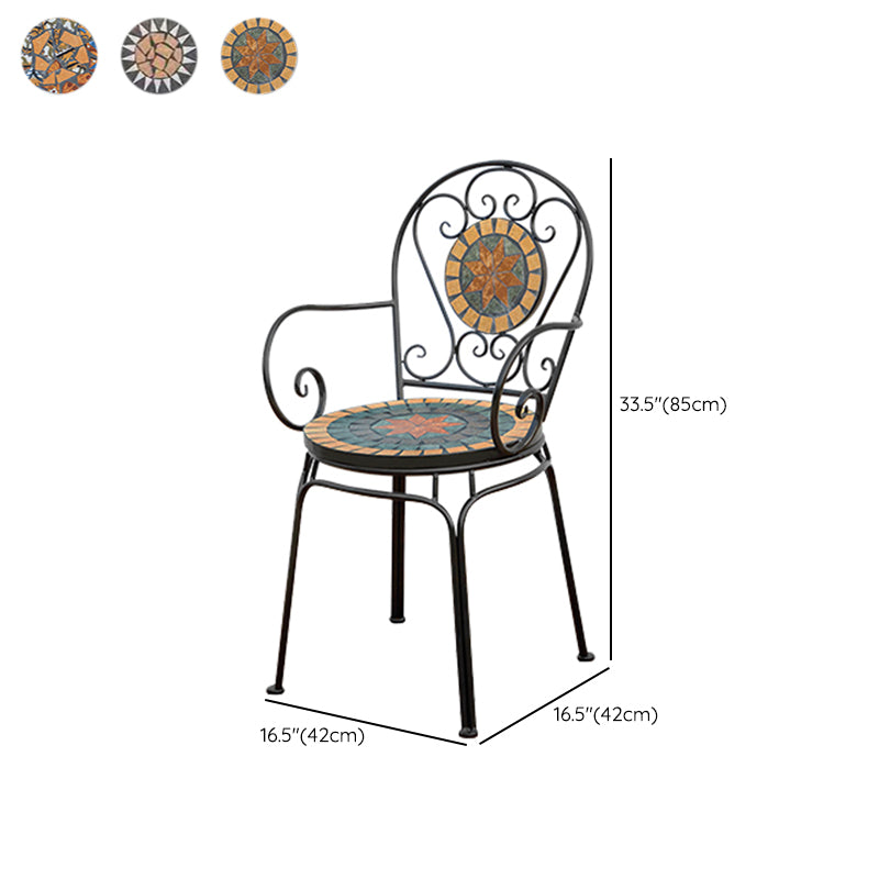 Boho Style Dining Set Round Ceramic Tile 1/3/5 Pieces Dining Set