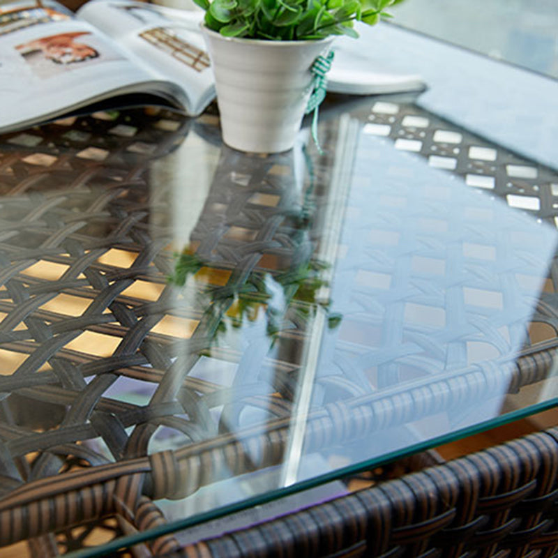 Boho Style Bistro Set 3 Pcs Glass Top Bistro Set for Balcony