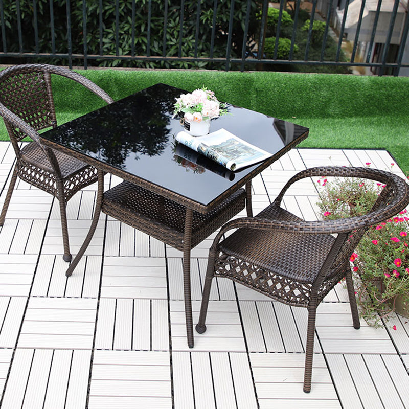 Boho Style Bistro Set 3 Pcs Glass Top Bistro Set for Balcony