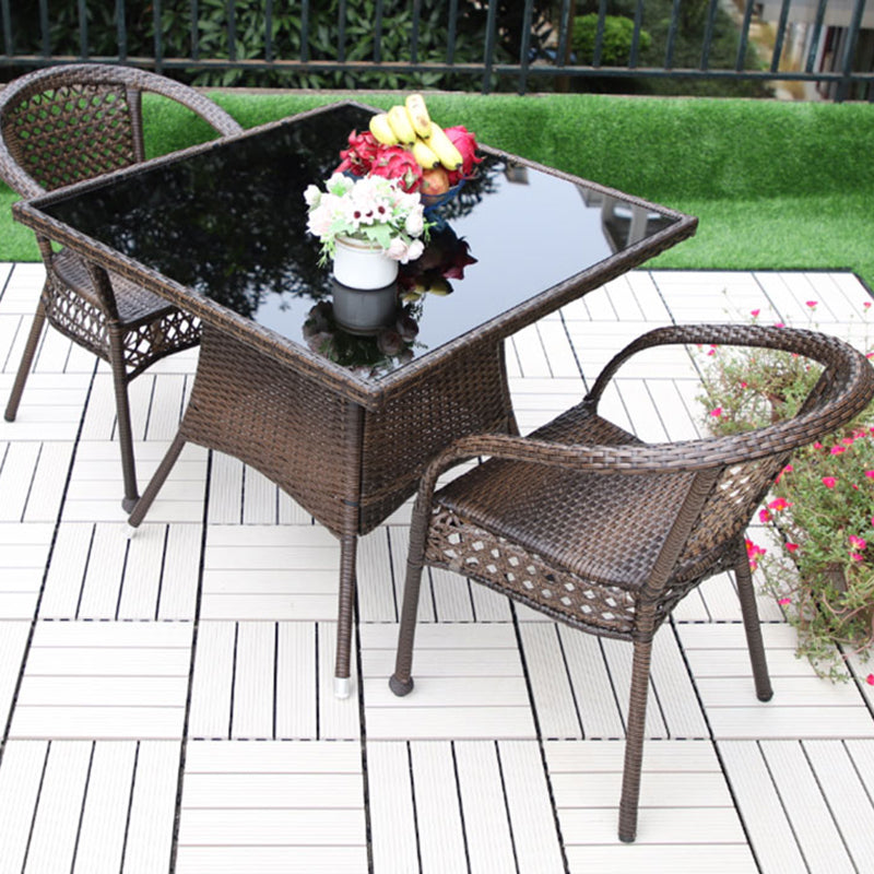 Boho Style Bistro Set 3 Pcs Glass Top Bistro Set for Balcony