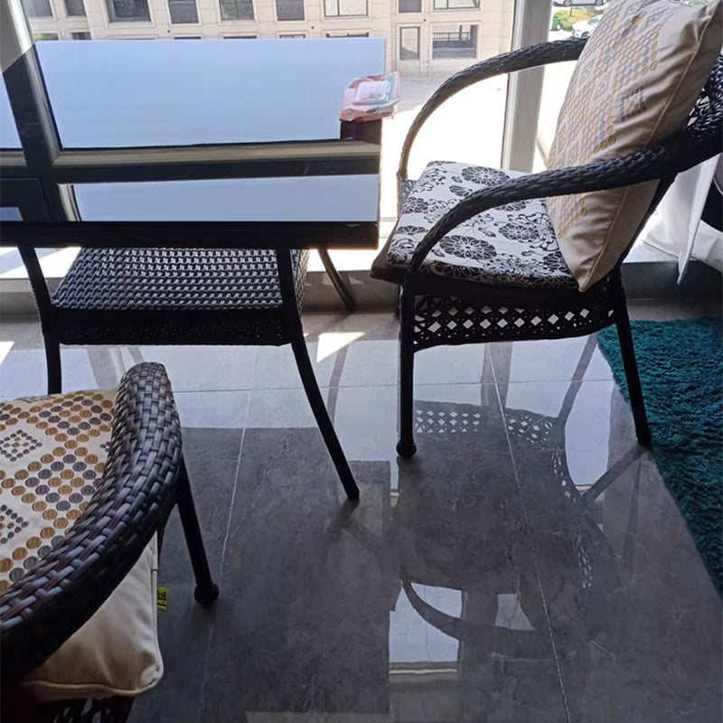 Boho Style Bistro Set 3 Pcs Glass Top Bistro Set for Balcony