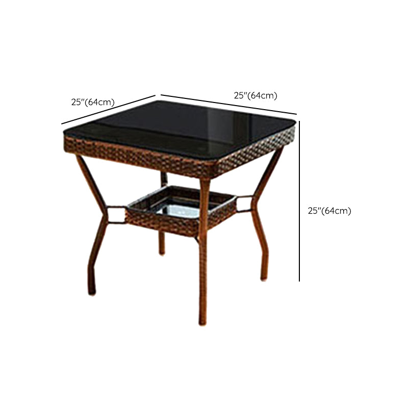 Boho Style Bistro Set 3 Pcs Glass Top Bistro Set for Balcony