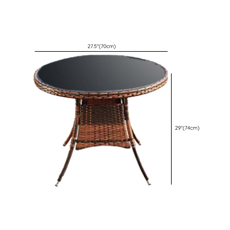 Boho Style Bistro Set 3 Pcs Glass Top Bistro Set for Balcony