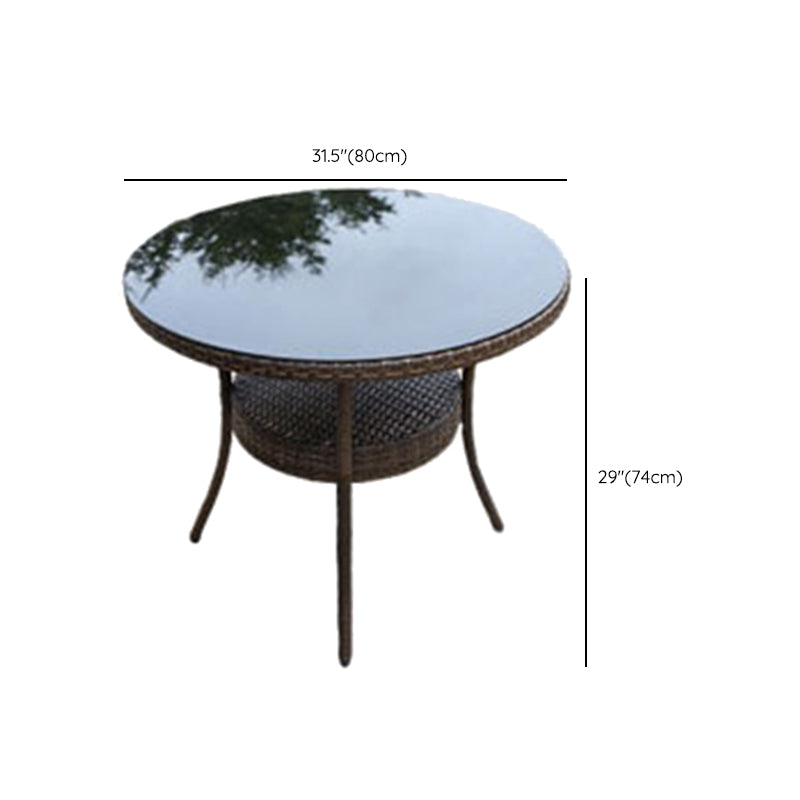 Boho Style Bistro Set 3 Pcs Glass Top Bistro Set for Balcony