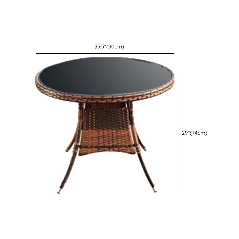 Boho Style Bistro Set 3 Pcs Glass Top Bistro Set for Balcony