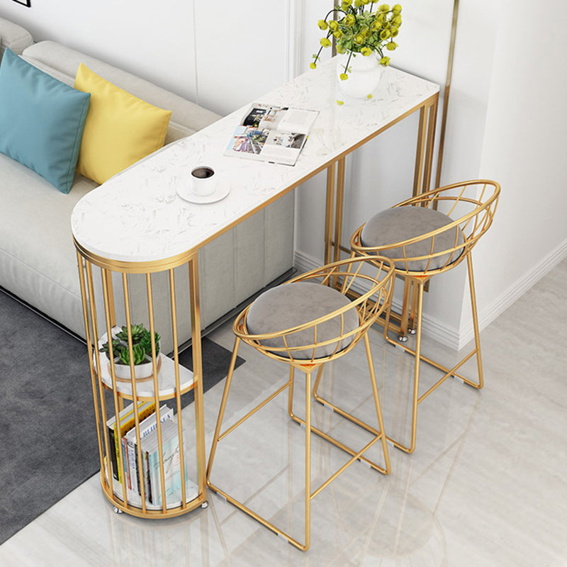 Glam Rectangle Stone Counter Table 1/3 Pieces Bar Table Set for Living Room