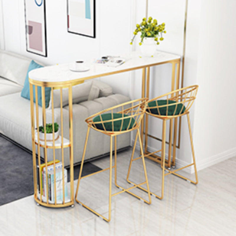 Glam Rectangle Stone Counter Table 1/3 Pieces Bar Table Set for Living Room