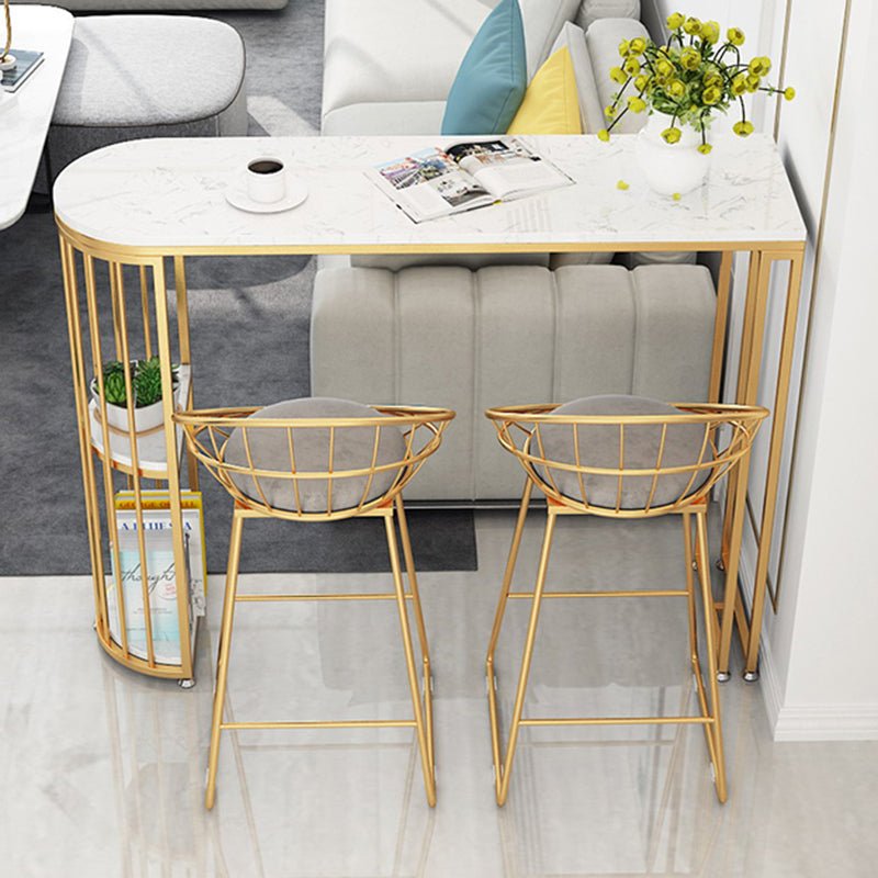 Glam Rectangle Stone Counter Table 1/3 Pieces Bar Table Set for Living Room