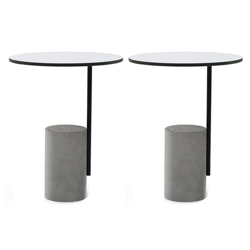 Pedestal Accent Side Table with Metal Top Side End Snack Table