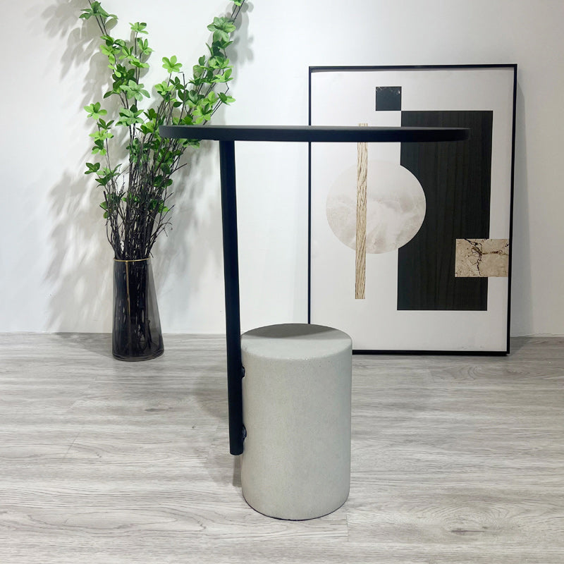 Pedestal Accent Side Table with Metal Top Side End Snack Table