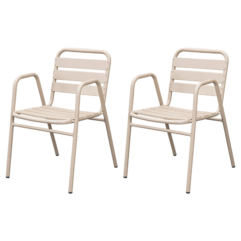 Grey Metal Dining Side Chair Stacking Outdoors Dining Chairs