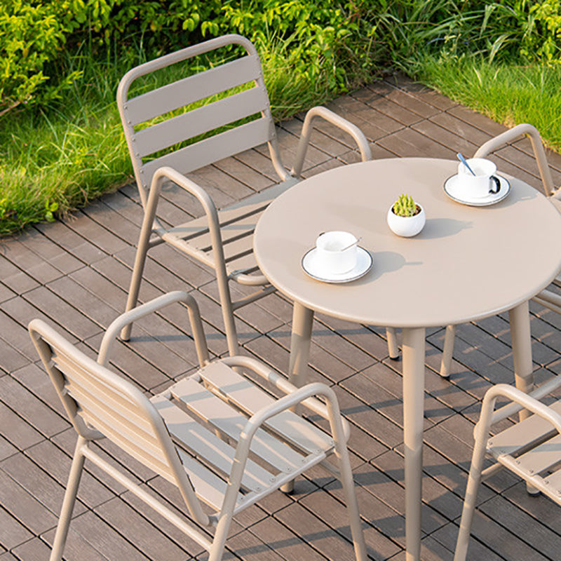 Grey Metal Dining Side Chair Stacking Outdoors Dining Chairs