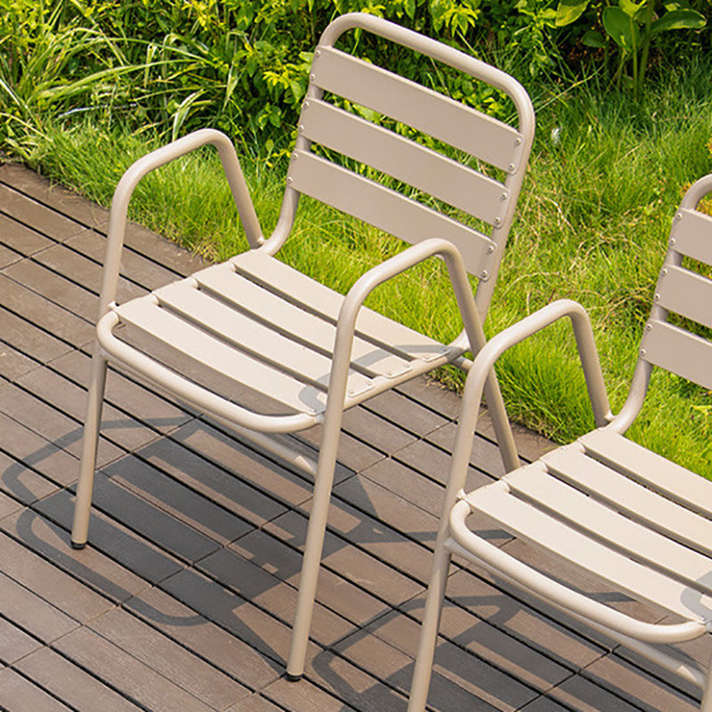 Grey Metal Dining Side Chair Stacking Outdoors Dining Chairs