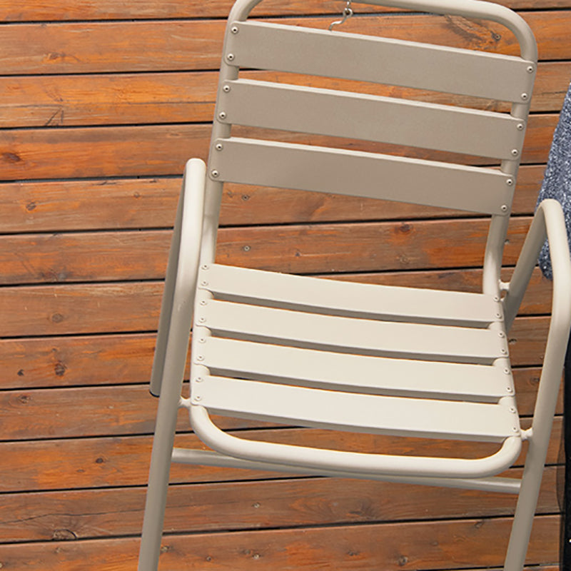 Grey Metal Dining Side Chair Stacking Outdoors Dining Chairs