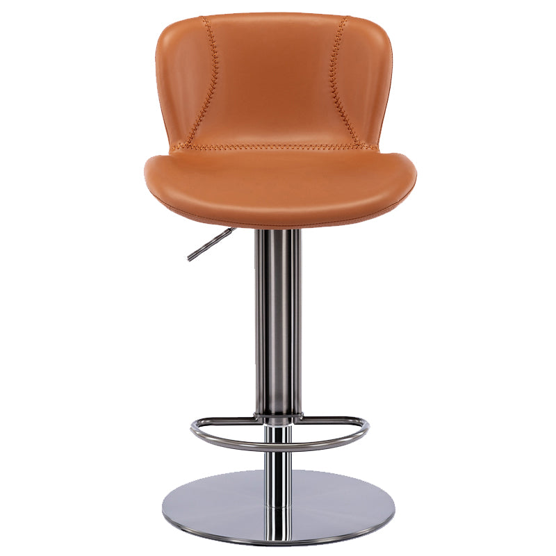 Contemporary Style Barstool Faux Leather Adjustable Height Bar Stool