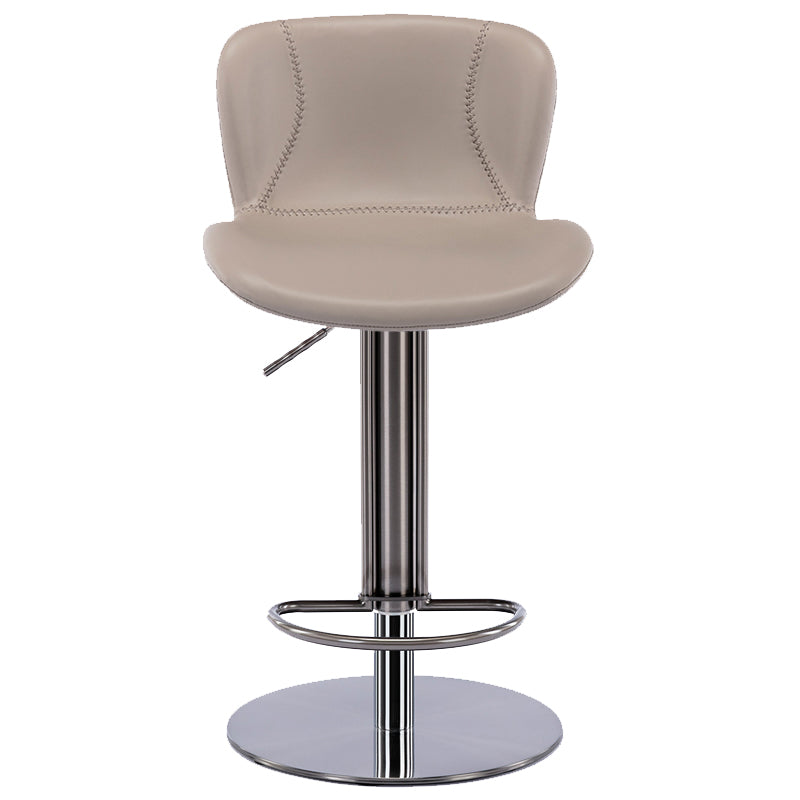 Contemporary Style Barstool Faux Leather Adjustable Height Bar Stool