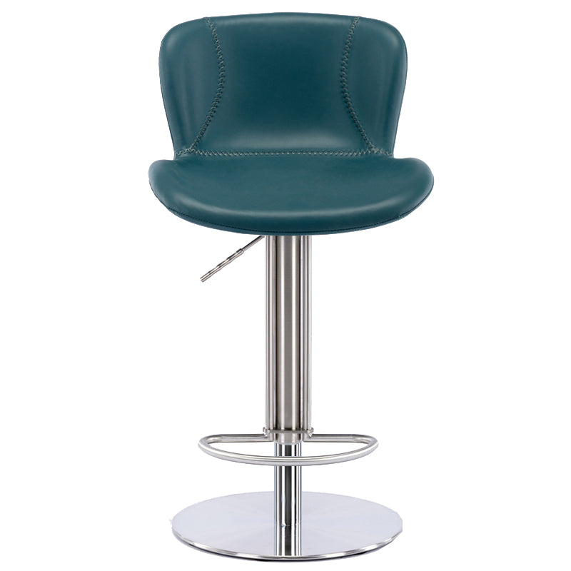 Contemporary Style Barstool Faux Leather Adjustable Height Bar Stool