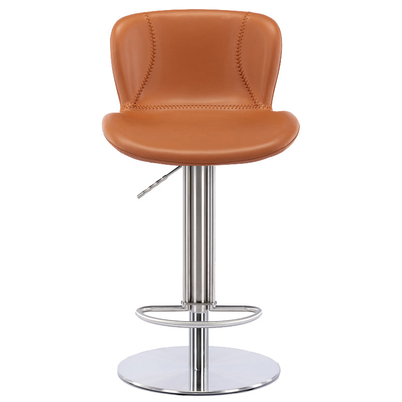 Contemporary Style Barstool Faux Leather Adjustable Height Bar Stool