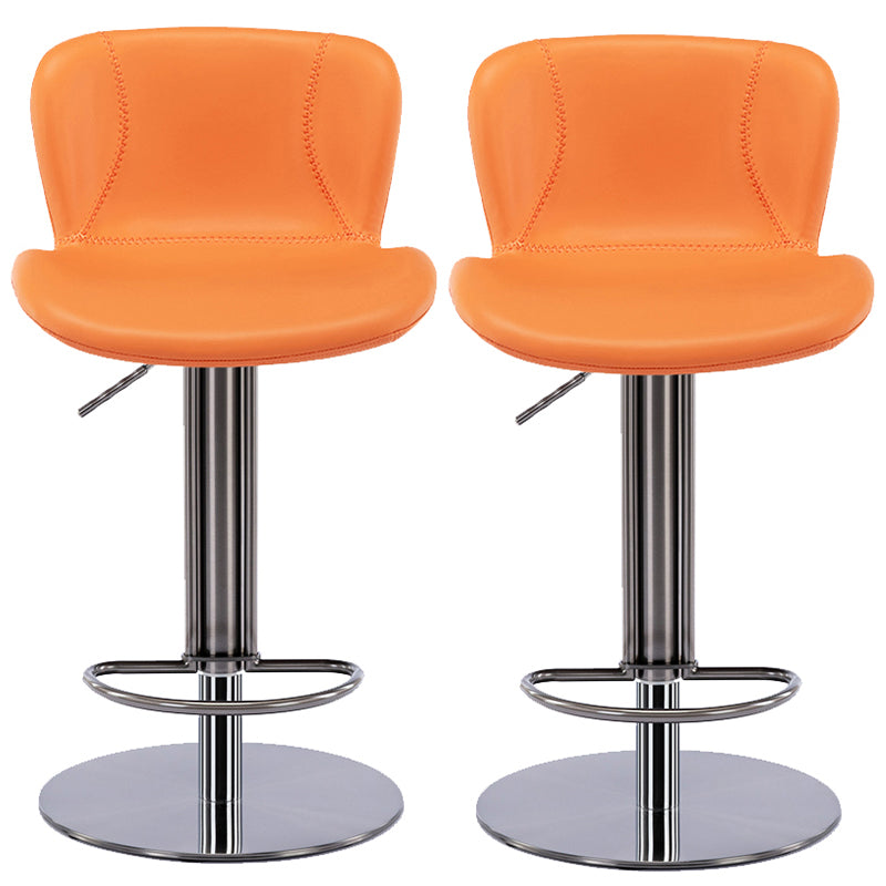 Contemporary Style Barstool Faux Leather Adjustable Height Bar Stool