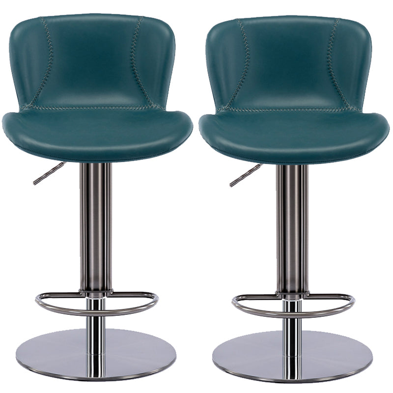 Contemporary Style Barstool Faux Leather Adjustable Height Bar Stool