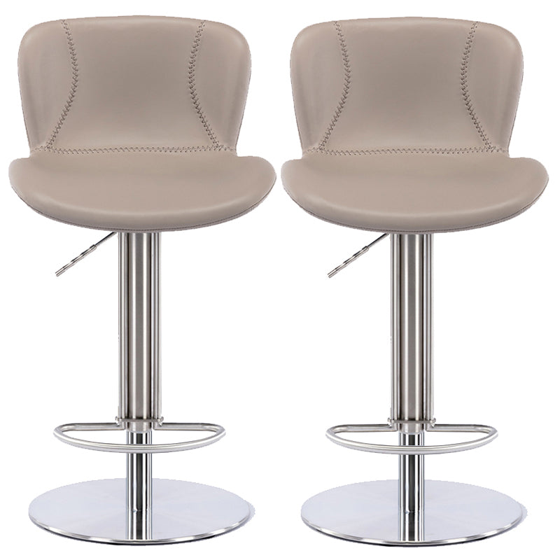 Contemporary Style Barstool Faux Leather Adjustable Height Bar Stool