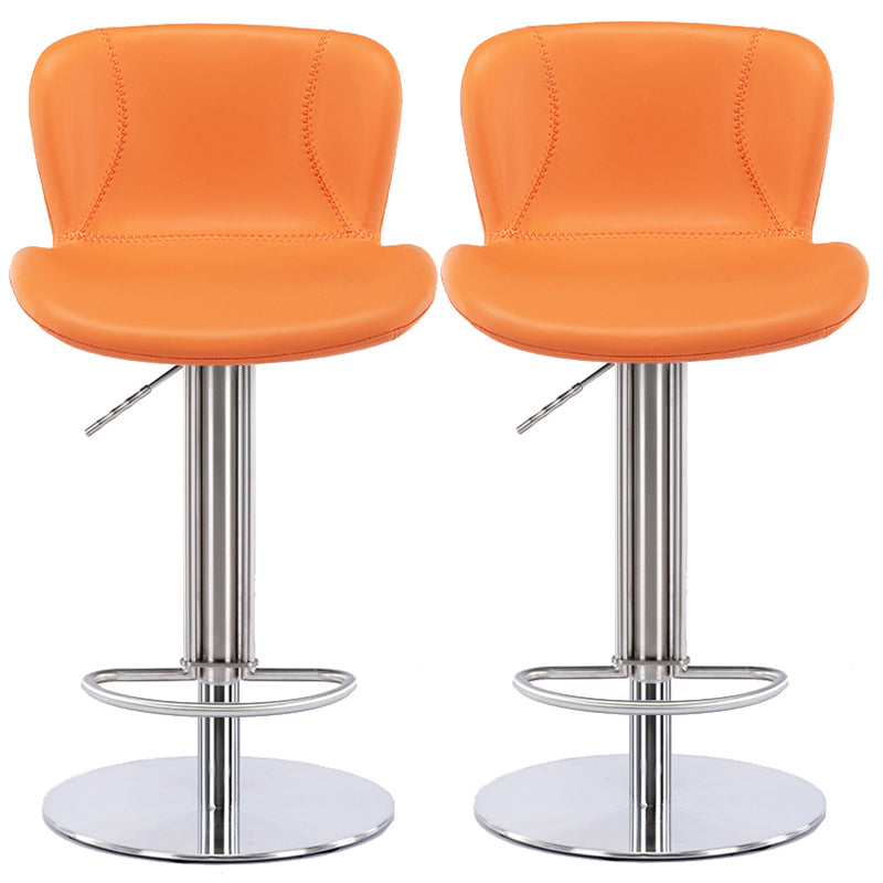 Contemporary Style Barstool Faux Leather Adjustable Height Bar Stool