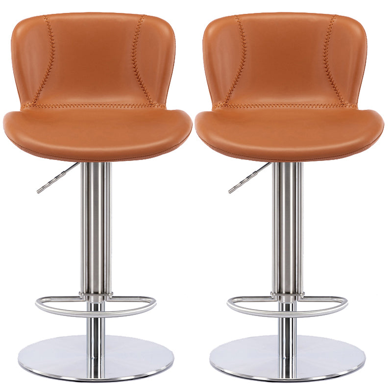 Contemporary Style Barstool Faux Leather Adjustable Height Bar Stool