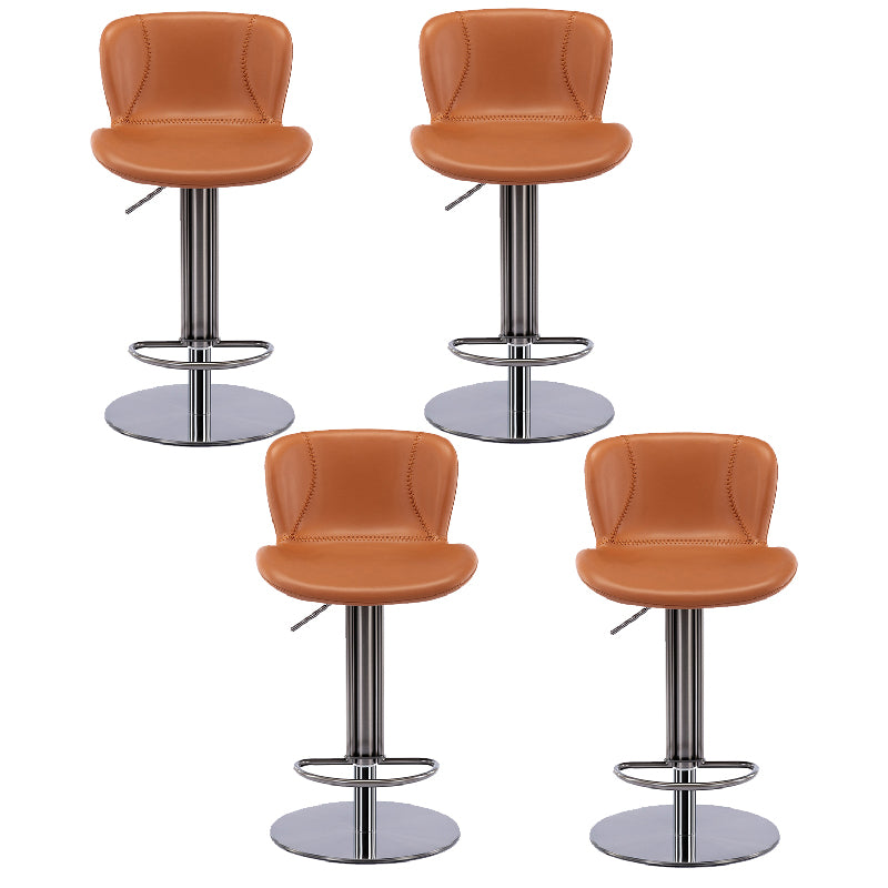 Contemporary Style Barstool Faux Leather Adjustable Height Bar Stool