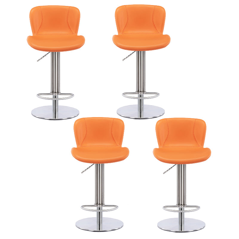 Contemporary Style Barstool Faux Leather Adjustable Height Bar Stool