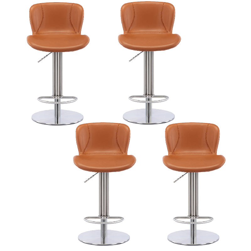 Contemporary Style Barstool Faux Leather Adjustable Height Bar Stool