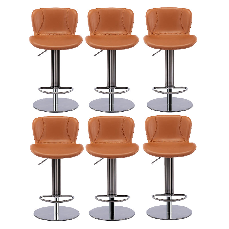 Contemporary Style Barstool Faux Leather Adjustable Height Bar Stool