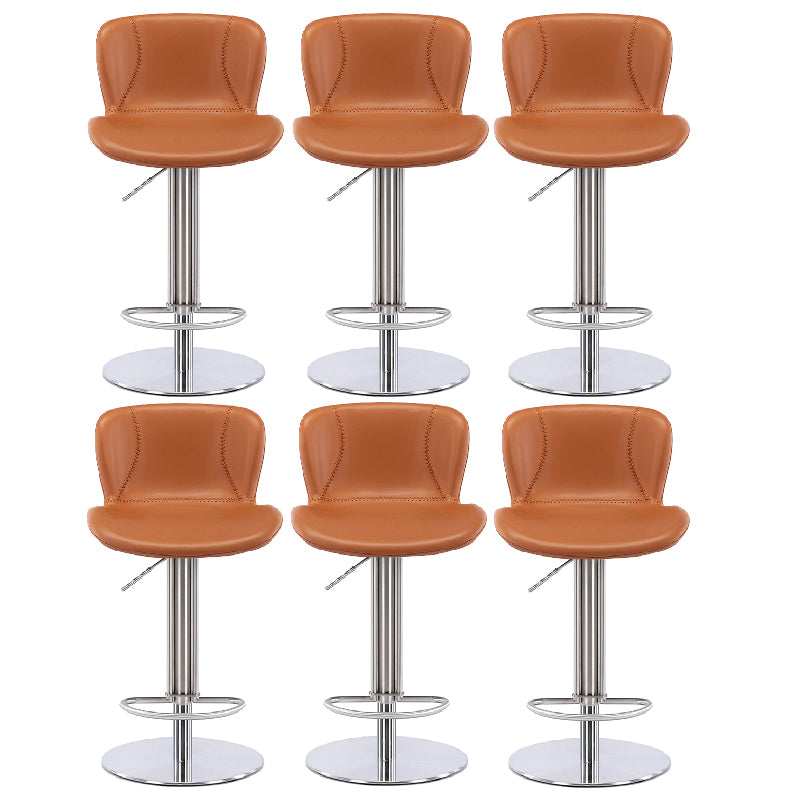 Contemporary Style Barstool Faux Leather Adjustable Height Bar Stool