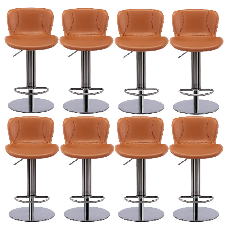 Contemporary Style Barstool Faux Leather Adjustable Height Bar Stool