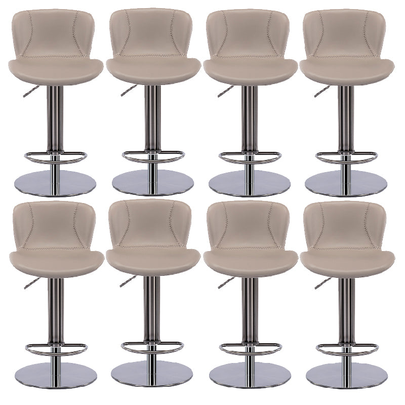 Contemporary Style Barstool Faux Leather Adjustable Height Bar Stool