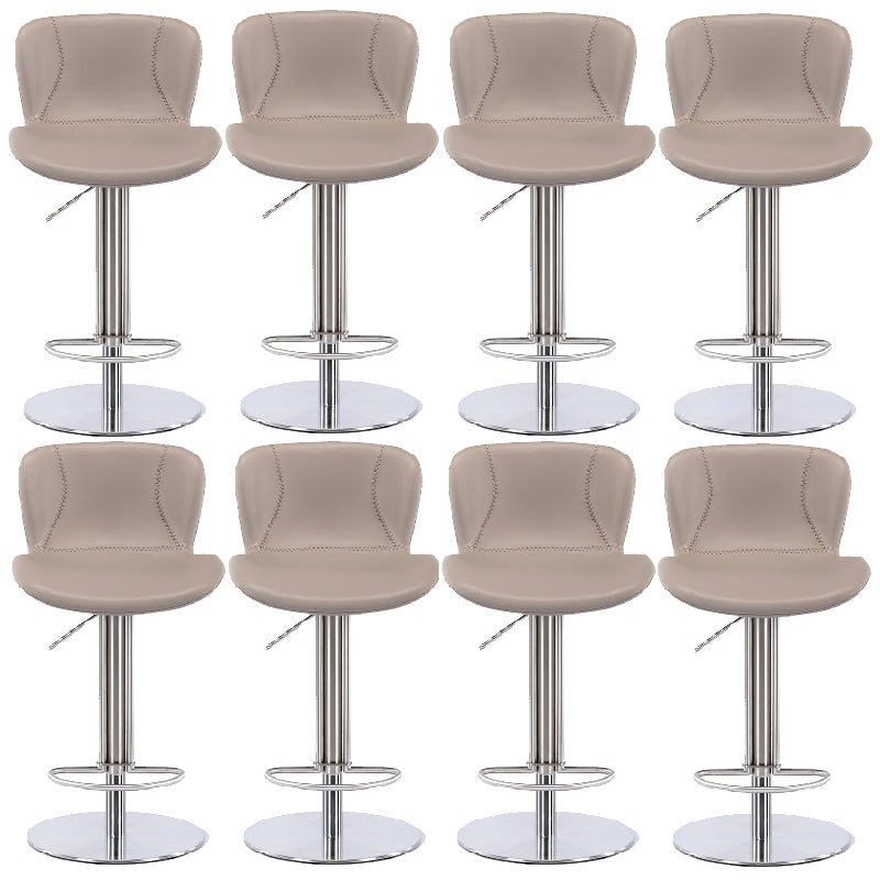 Contemporary Style Barstool Faux Leather Adjustable Height Bar Stool