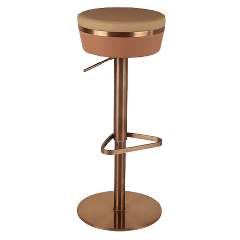 Contemporary Style Barstool Round Upholstered Bar Stool with Metal Base